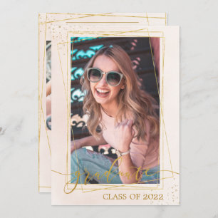 Anúncio Fotos de Graduação Dourada Cor-de-rosa com Blush M
