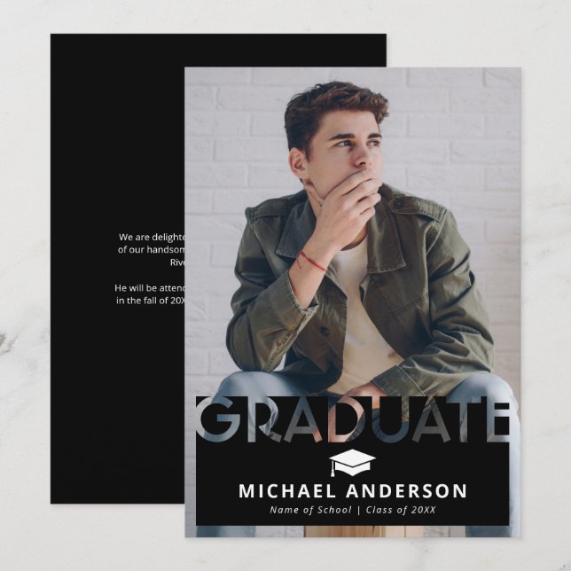 Anúncio Fotos Pretas Simples de Formatura (Frente/Verso)