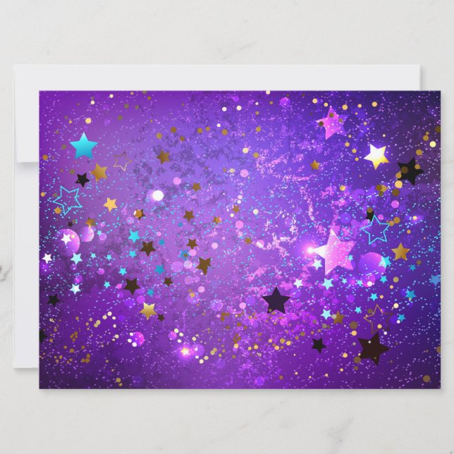 Anúncio Fundo de folhas roxas com estrelas (Frente)