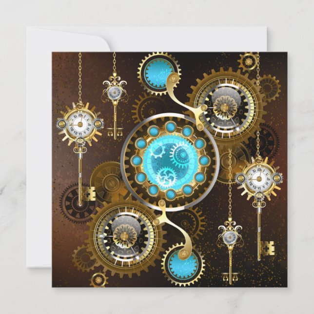 Anúncio Fundo Enferrujado Steampunk com Lentes Turquesa (Frente)