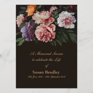 Anúncio fúnebre da pintura 1 floral das peônias