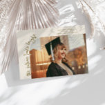 Anúncio Future Looks Bright Cream Curved Photo<br><div class="desc">Modern and whimsical graduation announcement photo card featuring a photo on the front and 1 on the back. The text says "the future looks bright" in quirky hand writing. Add the graduate's name,  information,  and message to personalize this card. Cream.</div>