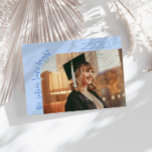 Anúncio Future Looks Bright Icy Blue Curved Photo<br><div class="desc">Modern and whimsical graduation announcement photo card featuring a photo on the front and 1 on the back. The text says "the future looks bright" in quirky hand writing. Add the graduate's name,  information,  and message to personalize this card. Icy blue.</div>