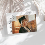 Anúncio Future Looks Bright White Curved Photo<br><div class="desc">Modern and whimsical graduation announcement photo card featuring a photo on the front and 1 on the back. The text says "the future looks bright" in quirky hand writing. Add the graduate's name,  information,  and message to personalize this card. White.</div>
