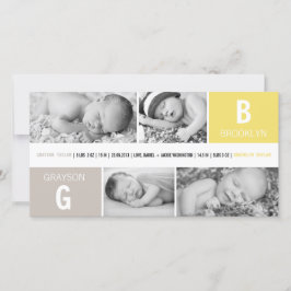 Anúncio Garota do Bebê Monograma Gira 4 Foto Amarelo Nasci