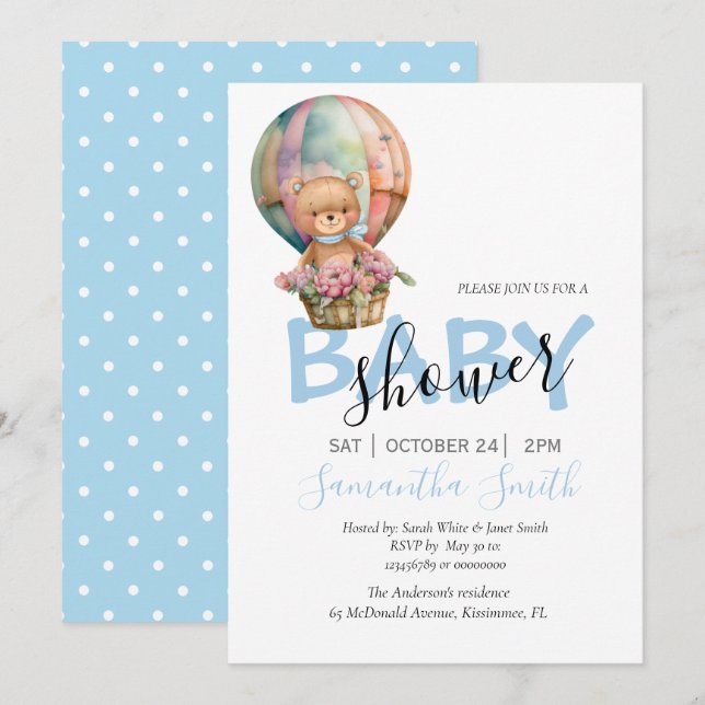 Anúncio Garoto Ursinho Esperando Ar Quente Balão Azul (Frente/Verso)