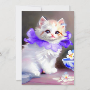 Anúncio Gato branco com pintura de colarinho de flores rox