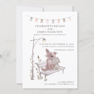 Anúncio Gato e Cachorro em um Animal Bench Pensava Casamen