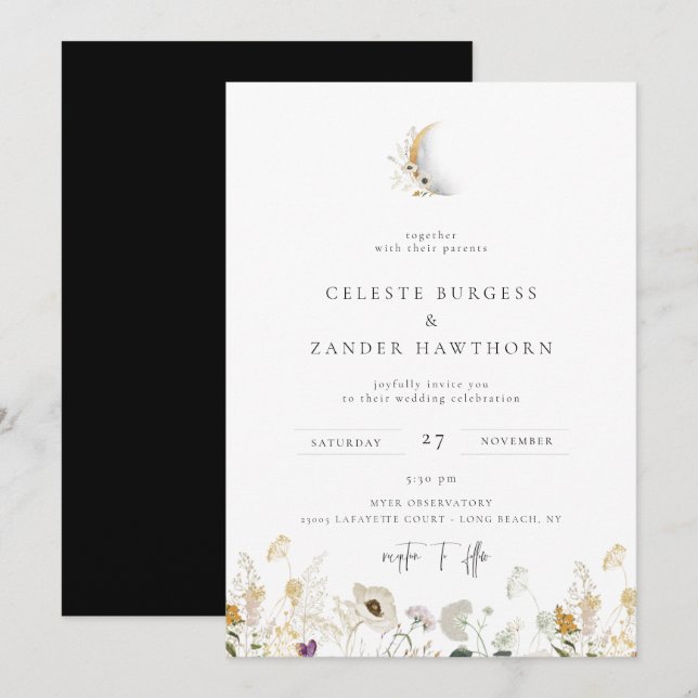 Anúncio Gilded Crescent Moon Wildflower Weditation (Frente/Verso)