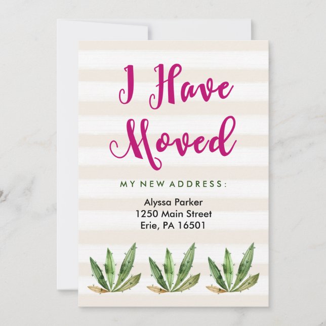 Anúncio Glam Cactus | Deserto Stripes Mudança de endereço (Frente)