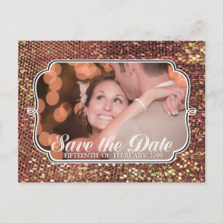 Anúncio Glitz Glam Ouro Salve a Data do Cartão Postal de F