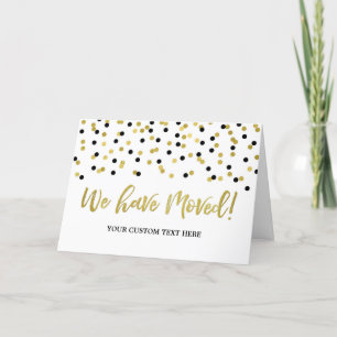 Anúncio Gold Black Confetti Change of Address Card