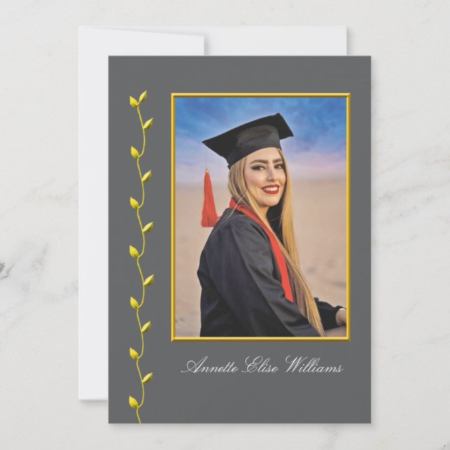 Anúncio Gold Ivy design with Photo Grad Announcment (Frente)