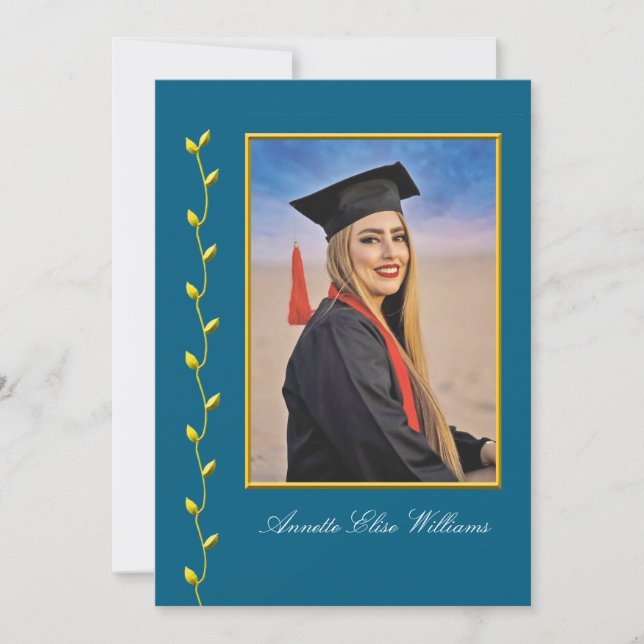 Anúncio Gold Ivy design with Photo Grad Announcment (Frente)