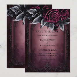 Anúncio Gothic halloween wedding save the date invitation