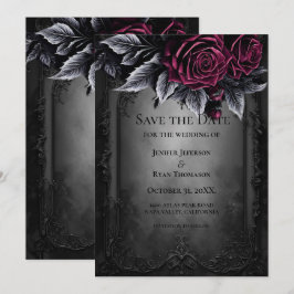 Anúncio Gothic halloween wedding save the date invitation