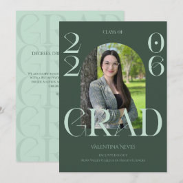 Anúncio Grad moderno e elegante em tipografia negrito verd