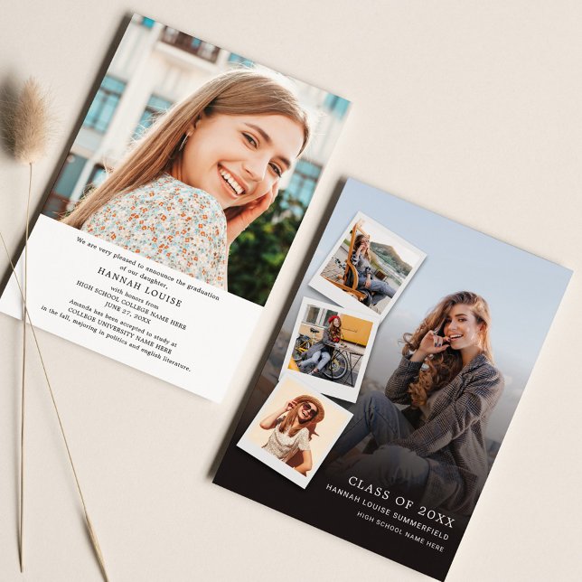 Anúncio Graduação 2025 - Colagem de Fotos Moderna (Graduation 2024 Multi Photo Typography 5 Photos Announcement Card)
