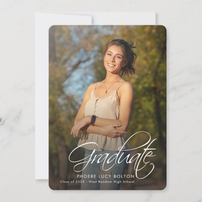 Anúncio Graduação 2025 Formando Fotos Mais velho Caligrafi (Frente)