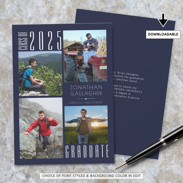 Anúncio Graduação 4 Fotos Marinho Azul ou Cor (Criador carregado)