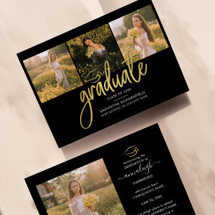 Anúncio Graduação 4 Marinho de Script de Colagem de Foto