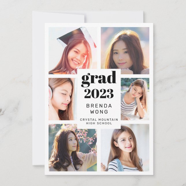 Anúncio Graduação 6 Colagem de Fotografias - Preto Script  (Frente)