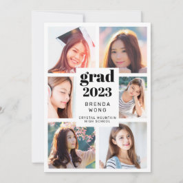 Anúncio Graduação 6 Colagem de Fotografias - Preto Script 