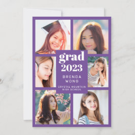 Anúncio Graduação 6 Colagem de Fotos White Script Purple