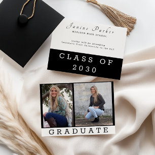 Anúncio Graduação Clássico Preto Adicione Duas Fotos Perso