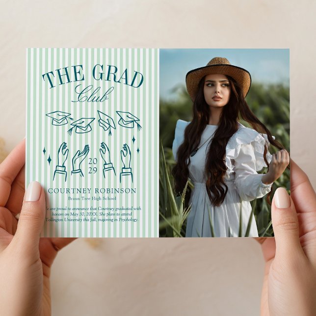 Anúncio Graduação com Foto em Listras Brancas e Verdes Mod (Criador carregado)