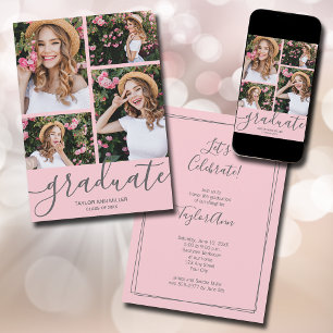Anúncio Graduação Cor-de-Foto Rosa do Script de formando 4