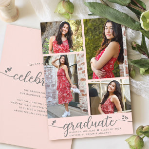 Anúncio Graduação Cor-de-Rosa Blush 4 Foto Corações Modern