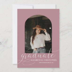 Anúncio Graduação da Colagem de Fotos Chic Dusty Rosa Arch