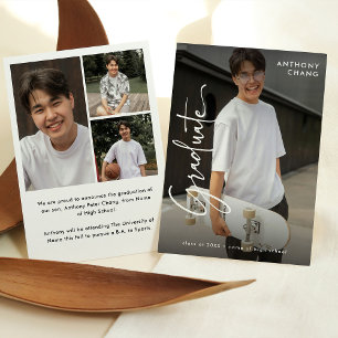 Anúncio Graduação da Colagem de Fotos do Elegant Script Fo