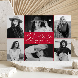 Anúncio Graduação da Colagem de Fotos Elegante Red 6