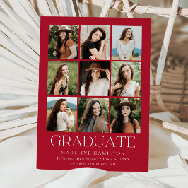 Anúncio Graduação da Colagem de Fotos Red 9 em Grade Moder