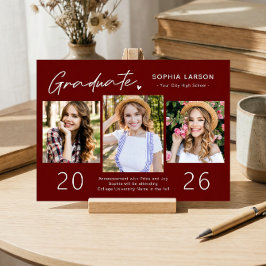 Anúncio Graduação da Colagem de Fotos Vermelha 3 Simples B