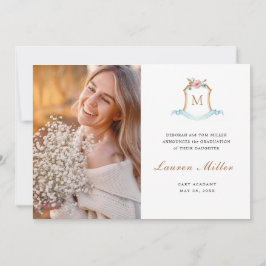 Anúncio Graduação da crista monograma elegante