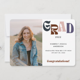 Anúncio Graduação da Tipografia Multicoloração Retro Foto 