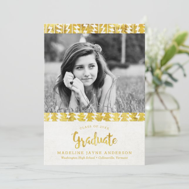 Anúncio Graduação das setas do Ouro Boho (Em pé/Frente)