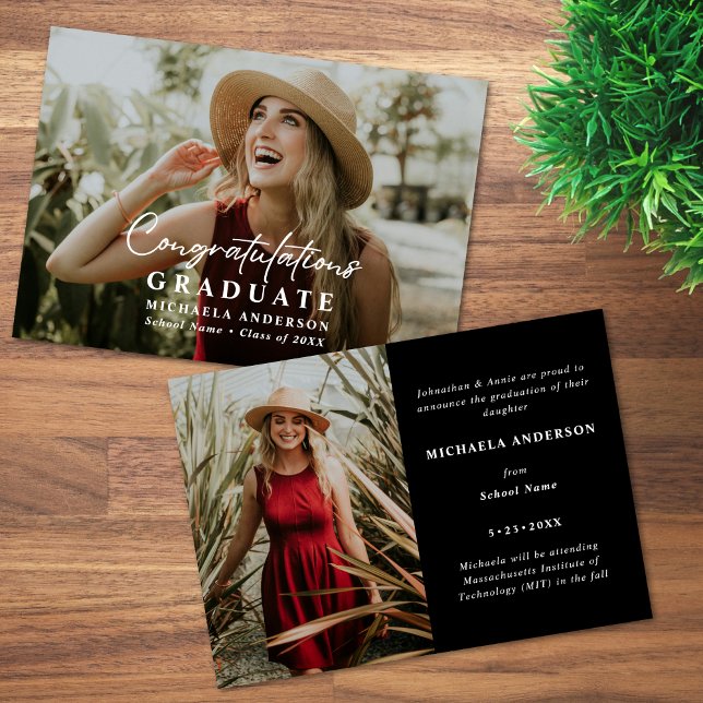 Anúncio Graduação de 2 Fotos com Script Manuscrito Moderno (Criador carregado)