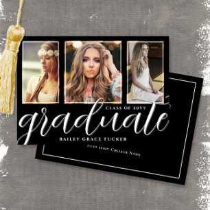 Anúncio Graduação de 3 Fotografias com Script de Formando 