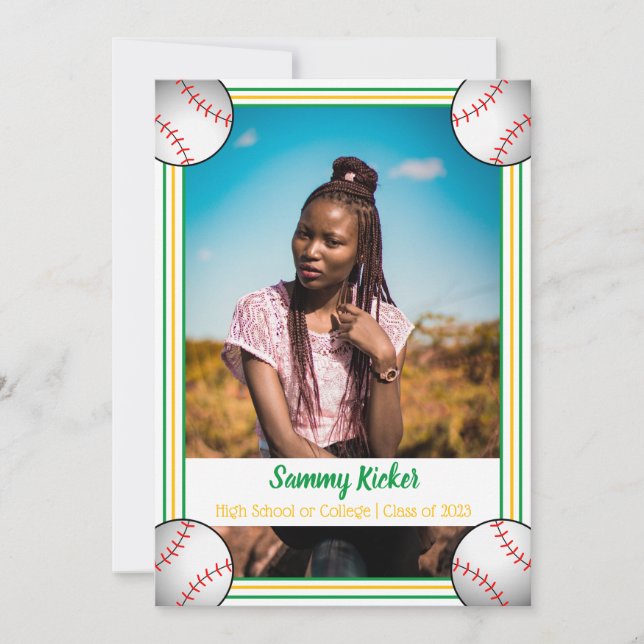 Anúncio Graduação de Baseball Verde e Dourada (Frente)