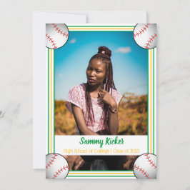 Anúncio Graduação de Baseball Verde e Dourada