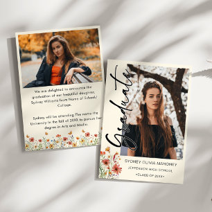 Anúncio Graduação de Boho Wildflower 2 Fotos