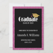 Graduação de Boné com brilho rosa simples moderno