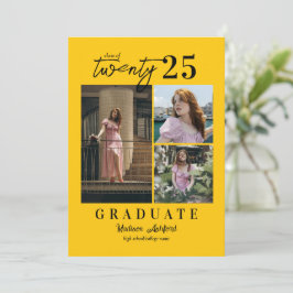 Anúncio Graduação de Colagem de Fotos Amarelo 3 de Script