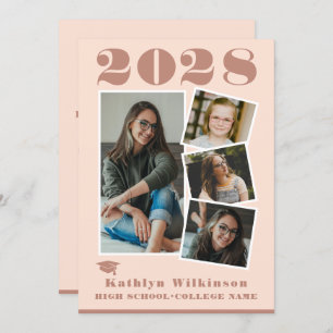 Anúncio Graduação de Colagem de Fotos com Script Rosa-Rosa