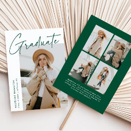 Anúncio Graduação de Colagem de Fotos com Script Verde Sim