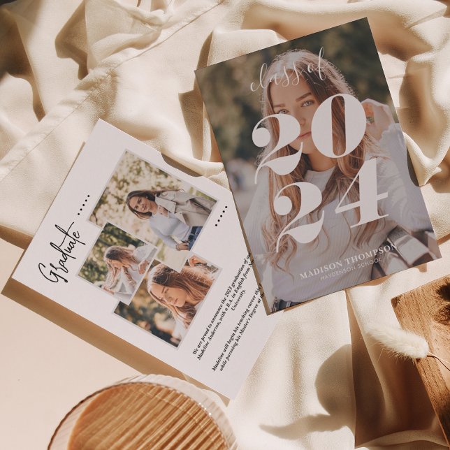 Anúncio Graduação de Colagem de Fotos de Cinza Simples (Criador carregado)